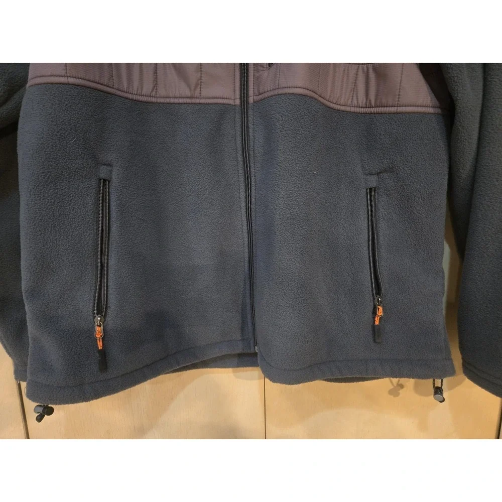 New Balance Men's XL Hybrid Fleece Jacket Quilted Full Zip Blue Gray Orange EUC